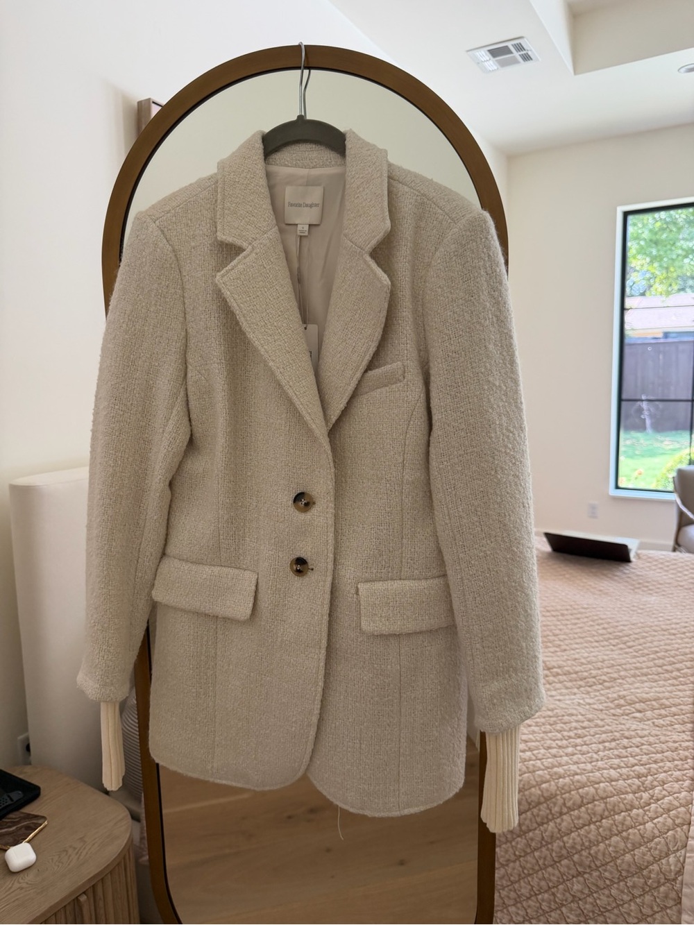 Favorite Daughter Neutral Bouclé Blazer Jacket